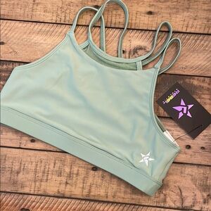 Mint Green Strappy Sports Bra with Double Straps REBEL